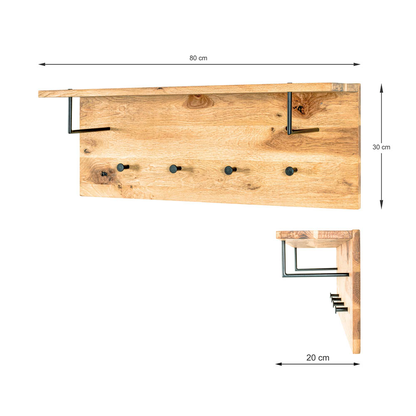 Artikelbild 2 für HAKU Möbel Wandgarderobe 22359 braun Holz 4 Haken 80,0 x 30,0 cm, Artikelnummer 551851