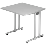 Artikelbild 1 für HAMMERBACHER NS08 Schreibtisch lichtgrau quadratisch, C-Fuß-Gestell silber 80,0 x 80,0 cm, Artikelnummer 865117