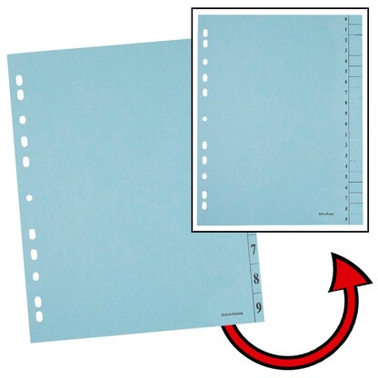Artikelbild für Trennblätter DIN A4 0-9 blau, 250 g/qm, 100 St., Artikelnummer 203307