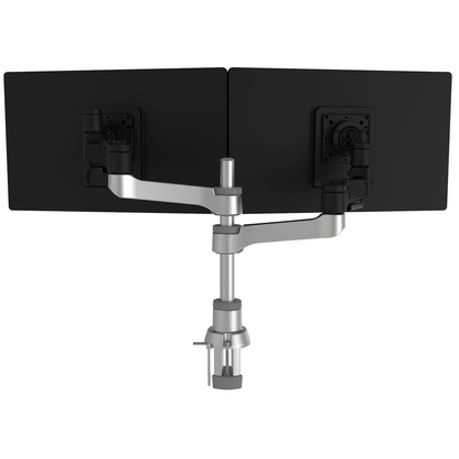 Artikelbild 2 für r-go Monitor-Halterung Caparo 4 D2 Twin silber, schwarz für 2 Monitore, Tischklemme, Tischbohrung, Artikelnummer 244097