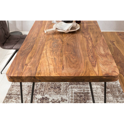 Artikelbild 9 für WOHNLING Esstisch sheesham rechteckig, Haarnadelbeine schwarz, 160,0 x 80,0 x 76,0 cm, Artikelnummer 904997