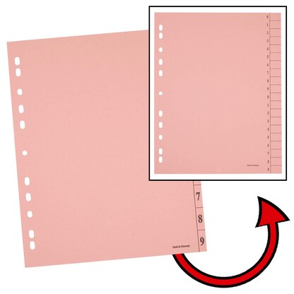 Artikelbild für Trennblätter DIN A4 0-9 rosa, 250 g/qm, 100 St., Artikelnummer 203323