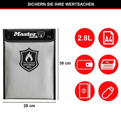 Artikelbild 2 für Master Lock® Dokumententasche DIN A4 schwarz silikonbeschichtet 2,8 cm, 1 St., Artikelnummer 810727
