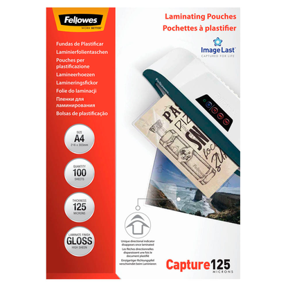 Artikelbild 2 für Fellowes Capture125 ImageLast Laminierfolien glänzend für A4 125 micron, 100 St., Artikelnummer 306795