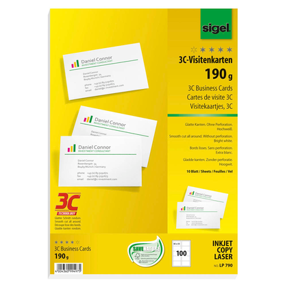 Artikelbild 2 für SIGEL Visitenkarten LP790 matt weiß 190 g/qm, 100 St., Artikelnummer 780452
