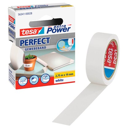 Artikelbild für tesa extra Power® Perfect Gewebeband weiß 19,0 mm x 2,75 m 1 Rolle, Artikelnummer 110924