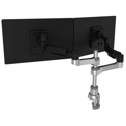 Artikelbild für r-go Monitor-Halterung Caparo 4 D2 Twin silber, schwarz für 2 Monitore, Tischklemme, Tischbohrung, Artikelnummer 244097