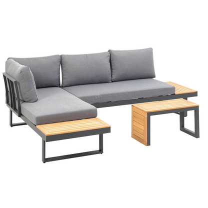 Artikelbild 8 für greemotion Loungegruppe Samara grau, anthrazit Holz, Metall, 8-teilig, Artikelnummer 422851