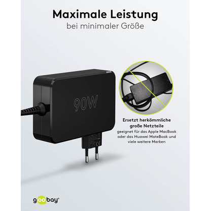 Artikelbild 5 für goobay Ladekabel mit Adapter schwarz, Kabellänge: 1,8 m, 90 Watt, Artikelnummer 557308