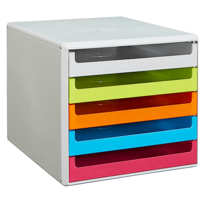 Artikelbild für M&M Schubladenbox grau, grün, orange, blau, rot 30050967, DIN A4 mit 5 Schubladen, 1 St., Artikelnummer 370522