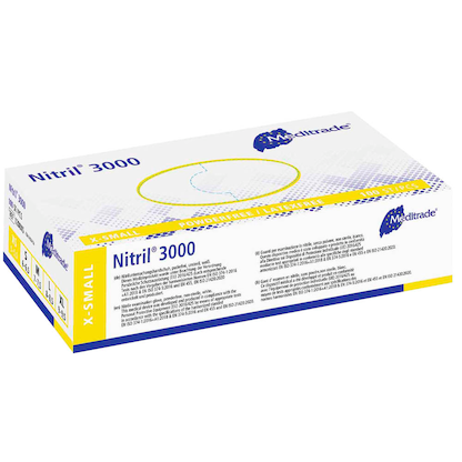 Artikelbild 2 für Meditrade® unisex Einmalhandschuhe Nitril® 3000 weiß Größe XS, 100 St., Artikelnummer 242778