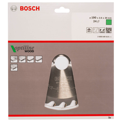 Artikelbild 2 für BOSCH Optiline Wood Kreissägeblatt 190,0 mm, 24 Zähne, 1 St., Artikelnummer 452841