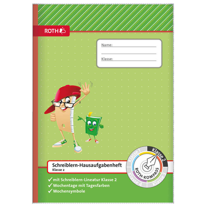 Artikelbild 2 für ROTH Hausaufgabenheft Kompass 2. Klasse liniert DIN A4 ohne Rand, 48 Blatt, 1 St., Artikelnummer 580748