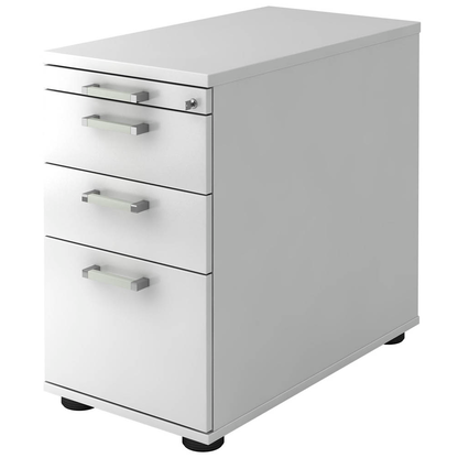 Artikelbild für HAMMERBACHER Solid Standcontainer weiß 4 Auszüge Stahl-Bügelgriff chrom, gebürstet 42,8 x 80,0 x 72,0 - 76,0 cm, Artikelnummer 593513