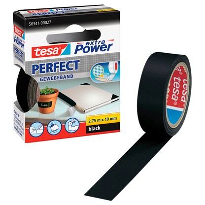 Artikelbild für tesa extra Power® Perfect Gewebeband schwarz 19,0 mm x 2,75 m 1 Rolle, Artikelnummer 110940