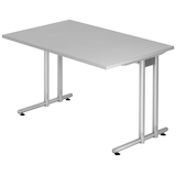 Artikelbild 1 für HAMMERBACHER NS12 Schreibtisch lichtgrau rechteckig, C-Fuß-Gestell silber 120,0 x 80,0 cm, Artikelnummer 864874