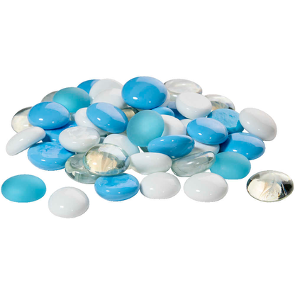 Artikelbild 3 für GLOREX Muggelsteine blau, weiß, hellblau Glasnuggets Ø 20,00 mm, 200,0 g, 1 Pack, Artikelnummer 732158