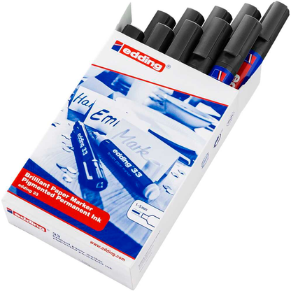 Artikelbild für edding Brilliant-Paper-Marker 33 Permanentmarker schwarz 1,0 - 5,0 mm, 10 St., Artikelnummer 311761
