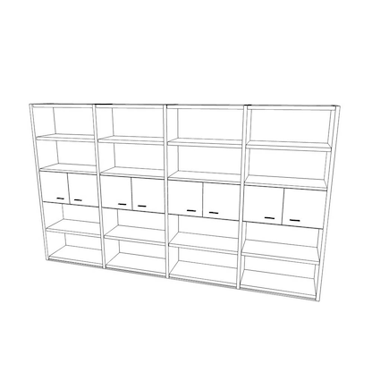 Artikelbild 2 für Quadrifoglio Regalschrank Tarias, KICM64/NOBAZ weiß, nussbaum 364,0 x 43,0 x 215,0 cm, 1 St., Artikelnummer 407346