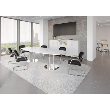 Artikelbild 4 für HAMMERBACHER Konferenztisch KT28S weiß Tonnenform, Rundrohr chrom, 280,0 x 85,0 - 130,0 x 74,0 cm, Artikelnummer 579627