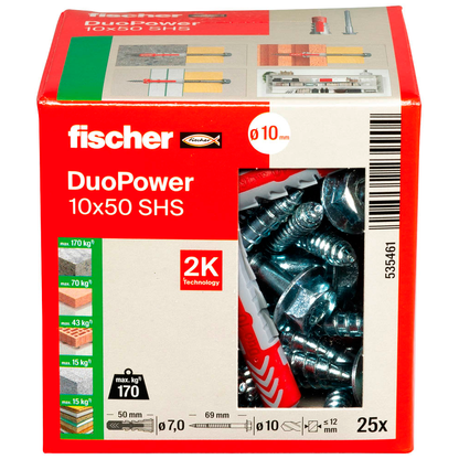 Artikelbild 4 für fischer DuoPower 10x50 S 2K 535461 Dübel mit Schrauben Ø 10 mm x 50 mm, 25 St., Artikelnummer 480008