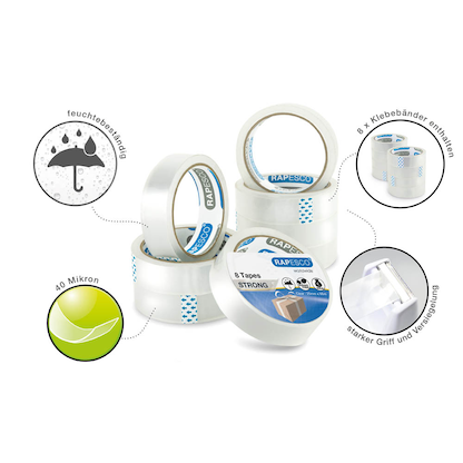 Artikelbild 3 für RAPESCO® Klebefilm transparent 25,5 mm x 66,0 m 8 Rollen, Artikelnummer 715989