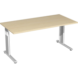 Artikelbild 1 für geramöbel Flex höhenverstellbarer Schreibtisch ahorn rechteckig, C-Fuß-Gestell silber 160,0 x 80,0 cm, Artikelnummer 880928