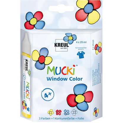 Artikelbild für KREUL MUCKI Fenstermalfarben farbsortiert 4x 29,0 ml, Artikelnummer 115479