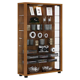 Artikelbild 1 für VCM my home Lumo Mini Vitrine nussbaum 8 Fachböden mit Beleuchtung, Artikelnummer 781284