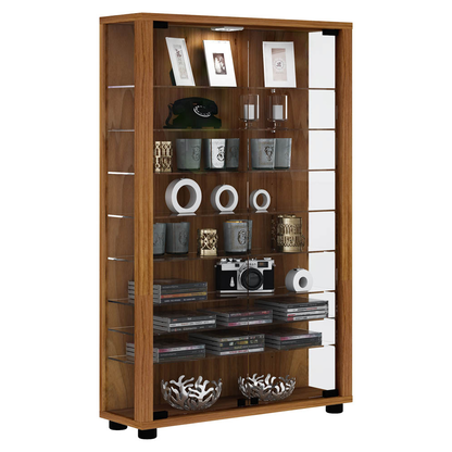 Artikelbild für VCM my home Lumo Mini Vitrine nussbaum 8 Fachböden mit Beleuchtung, Artikelnummer 781284