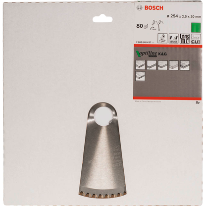 Artikelbild 2 für BOSCH Optiline Wood Kreissägeblatt 254,0 mm, 80 Zähne, 1 St., Artikelnummer 452852