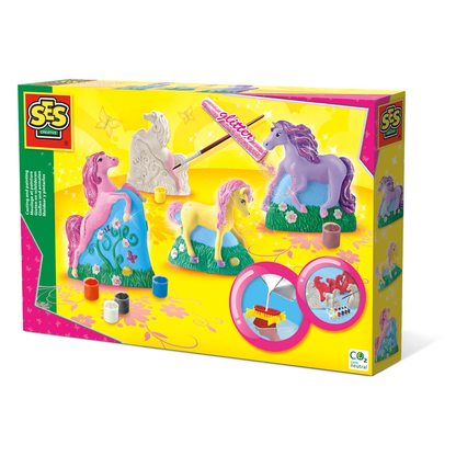 Artikelbild 6 für SES Creative® Gipsgießen-Set Glitzer Pferde auf Wiese mehrfarbig, Artikelnummer 110617