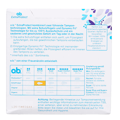 Artikelbild 5 für o.b. Tampons ExtraProtect Normal für mittlere/stärkere Periode, 56 St., Artikelnummer 538007