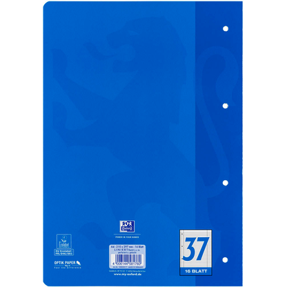 Artikelbild 4 für OXFORD Schulheft Lineatur 37 liniert DIN A4 Innen- und Außenrand, 16 Blatt, 1 St., Artikelnummer 709354