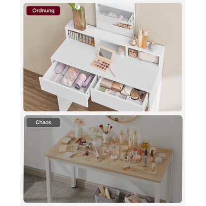 Artikelbild 9 für VASAGLE Schminktisch rechteckig Melamin, Spanplatte weiß 40,0 x 40,0 x 140,0 cm, 1 St., Artikelnummer 439186