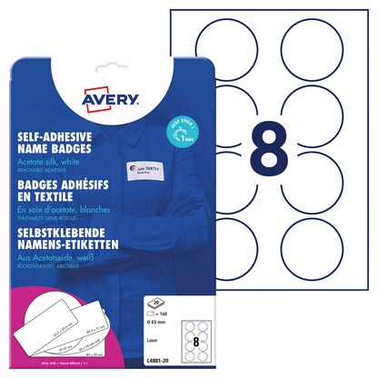 Artikelbild für AVERY Zweckform Namensetiketten L4881-20 weiß 65,0 x 65,0 mm, 20 Blatt, Artikelnummer 255592