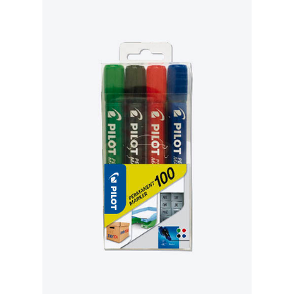 Artikelbild für PILOT 100 Permanentmarker farbsortiert 1,0 mm, 4 St., Artikelnummer 363080