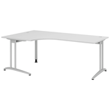 Artikelbild 1 für HAMMERBACHER Altus Schreibtisch lichtgrau L-Form, C-Fuß-Gestell silber 200,0 x 80,0/120,0 cm, Artikelnummer 963884