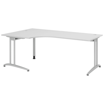 Artikelbild für HAMMERBACHER Altus Schreibtisch lichtgrau L-Form, C-Fuß-Gestell silber 200,0 x 80,0/120,0 cm, Artikelnummer 963884