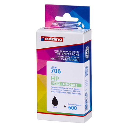 Artikelbild 3 für edding EDD-706 schwarz Druckerpatrone kompatibel zu HP 303XL (T6N04AE), Artikelnummer 591816