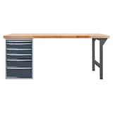 Artikelbild 1 für ADB Werkbank anthrazitgrau, lichtgrau 6 Schubladen 200,0 x 75,0 x 85,0 cm, Artikelnummer 204828