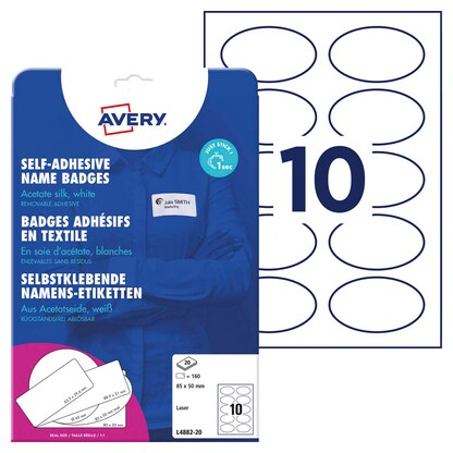 Artikelbild für AVERY Zweckform Namensetiketten L4882-20 weiß 85,0 x 50,0 mm, 20 Blatt, Artikelnummer 256004