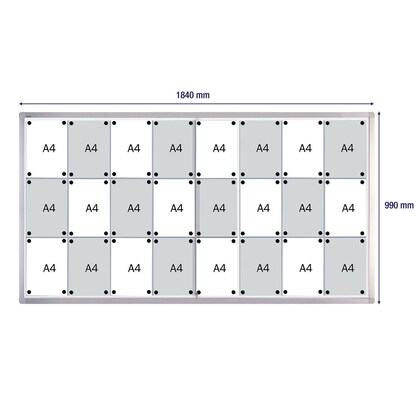 Artikelbild 7 für FRANKEN Schaukasten PRO silber 24x DIN A4 184,0 x 4,6 x 99,0 cm, 1 St., Artikelnummer 534899