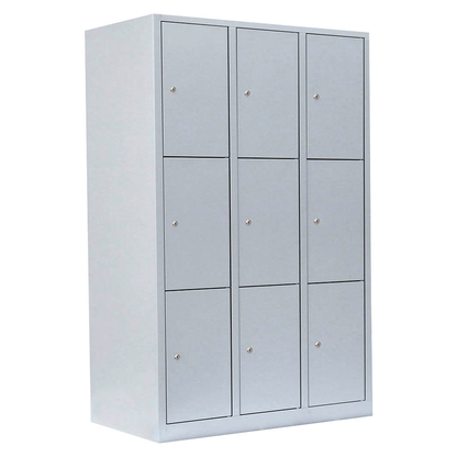 Artikelbild für LÜLLMANN Schließfachschrank lichtgrau 523330, 9 Schließfächer 118,5 x 50,0 x 180,0 cm, Artikelnummer 831425
