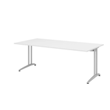 Artikelbild 1 für HAMMERBACHER BS2E Schreibtisch weiß rechteckig, C-Fuß-Gestell silber 200,0 x 100,0 cm, Artikelnummer 859715