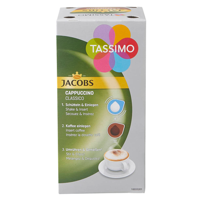 Artikelbild 9 für TASSIMO JACOBS CAPPUCCINO CLASSICO Kaffeediscs, Arabica- und Robustabohnen 8 Stück, Artikelnummer 857649
