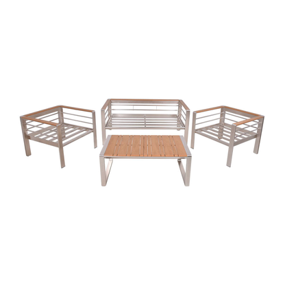 Artikelbild 2 für Garden Pleasure Loungegruppe FLORENCE hellgrau, braun Metall, 4-teilig, Artikelnummer 544183