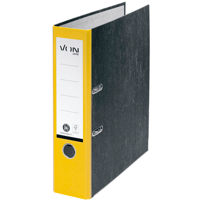 Artikelbild für VON LEITZ Ordner gelb mamoriert Karton 8,0 cm DIN A4, 1 St., Artikelnummer 635559