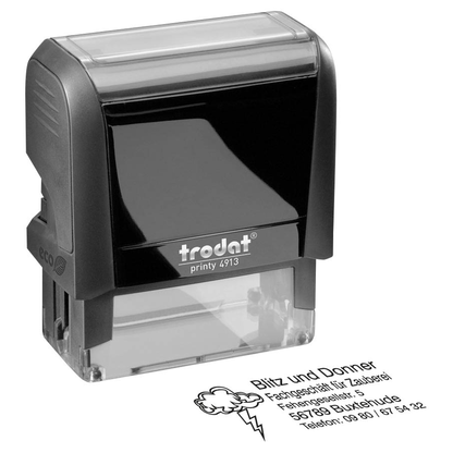 Artikelbild für trodat Textstempel, individualisierbar printy 4913 selbstfärbend schwarz mit Logo, 1 St. - Nachträglich per Gutschein personalisieren, Artikelnummer 566513