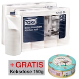 Artikelbild 1 für AKTION: TORK Küchenrollen Premium 3-lagig, 2x 4 Rollen + GRATIS Snoopy Keksdose Gebäck 150 g, Artikelnummer 586218